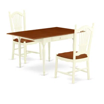 East West Furniture Dining Room Set Buttermilk & Cherry, Mzdo3-whi-w In Brown