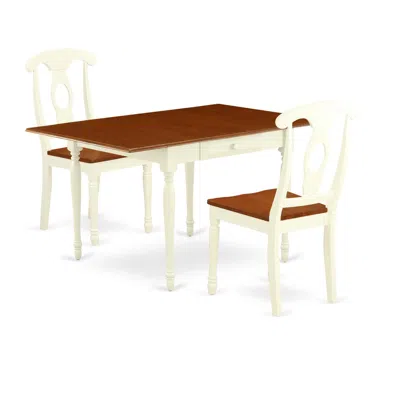 East West Furniture Dining Room Set Buttermilk & Cherry, Mzke3-whi-w In Blue