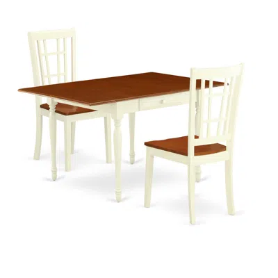 East West Furniture Dining Room Set Buttermilk & Cherry, Mzni3-whi-w