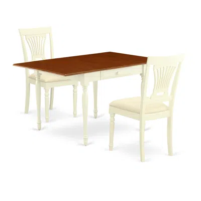 East West Furniture Dining Room Set Buttermilk & Cherry, Mzpl3-whi-c In Neutral