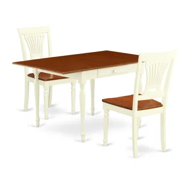 East West Furniture Dining Room Set Buttermilk & Cherry, Mzpl3-whi-w In Brown