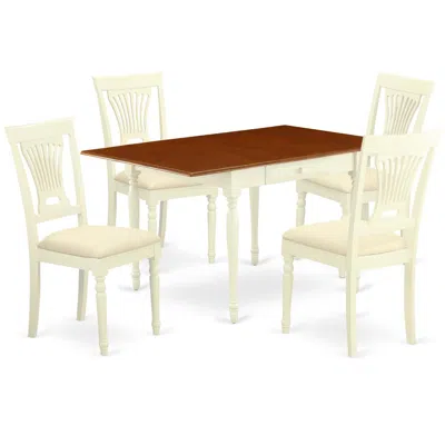 EAST WEST FURNITURE DINING ROOM SET BUTTERMILK & CHERRY, MZPL5-WHI-C