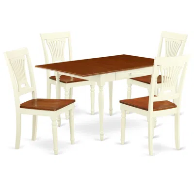 East West Furniture Dining Room Set Buttermilk & Cherry, Mzpl5-whi-w