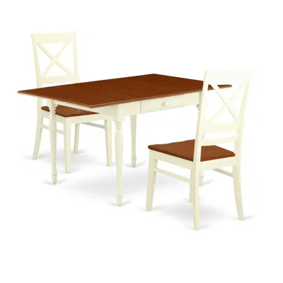 East West Furniture Dining Room Set Buttermilk & Cherry, Mzqu3-whi-w