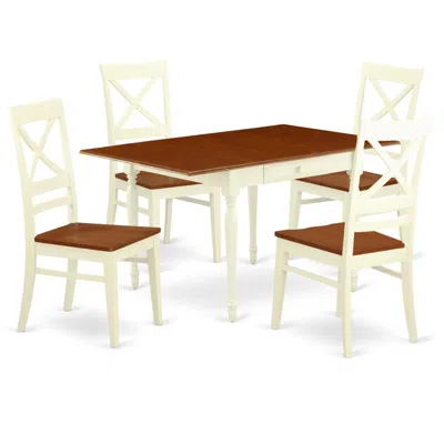 East West Furniture Dining Room Set Buttermilk & Cherry, Mzqu5-whi-w
