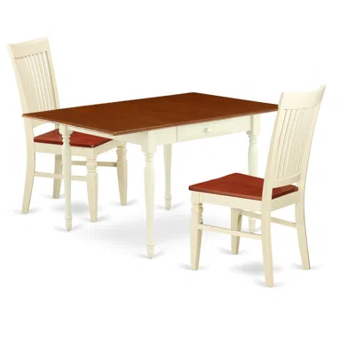 East West Furniture Dining Room Set Buttermilk & Cherry, Mzwe3-whi-w