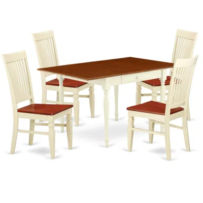 East West Furniture Dining Room Set Buttermilk & Cherry, Mzwe5-whi-w