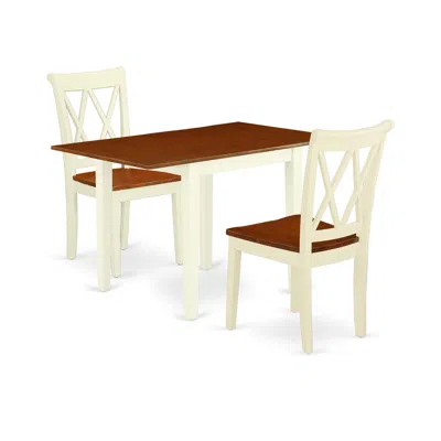 East West Furniture Dining Room Set Buttermilk & Cherry, Ndcl3-whi-w In Brown
