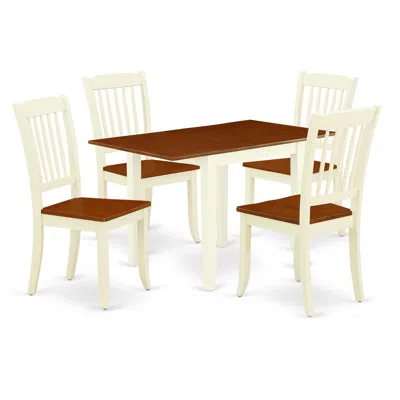 East West Furniture Dining Room Set Buttermilk & Cherry, Ndda5-whi-w In Brown