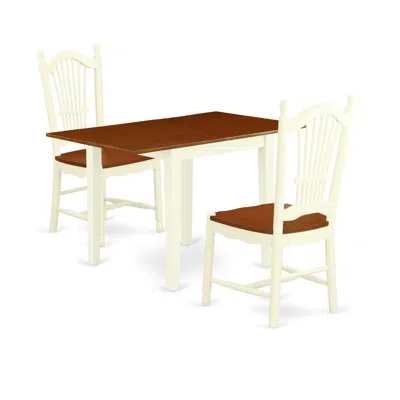 East West Furniture Dining Room Set Buttermilk & Cherry, Nddo3-whi-w In Blue
