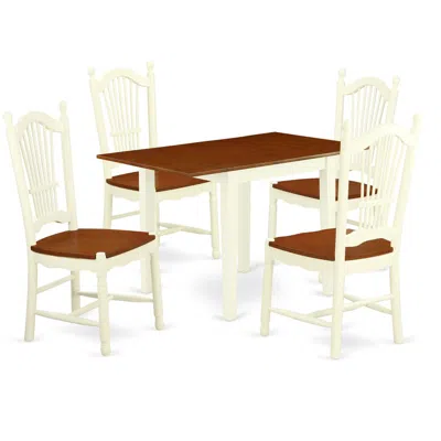 East West Furniture Dining Room Set Buttermilk & Cherry, Nddo5-whi-w