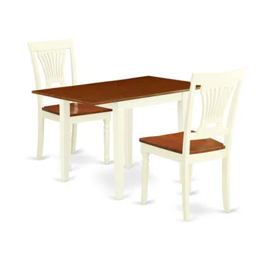 East West Furniture Dining Room Set Buttermilk & Cherry, Ndpl3-whi-w In Blue