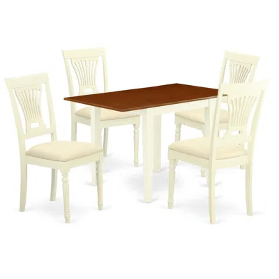 East West Furniture Dining Room Set Buttermilk & Cherry, Ndpl5-whi-c