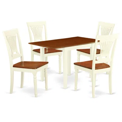 East West Furniture Dining Room Set Buttermilk & Cherry, Ndke5-whi-w