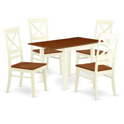 East West Furniture Dining Room Set Buttermilk & Cherry, Ndqu5-whi-w