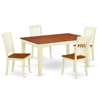 East West Furniture Dining Room Set Buttermilk & Cherry, Nida5-bmk-w In Brown