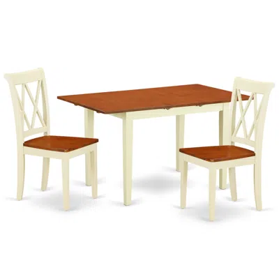 East West Furniture Dining Room Set Buttermilk & Cherry, Nocl3-bmk-w In Blue