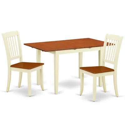 East West Furniture Dining Room Set Buttermilk & Cherry, Noda3-bmk-w