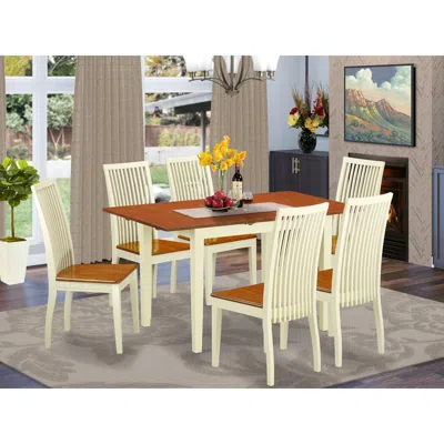 East West Furniture Dining Room Set Buttermilk & Cherry, Noip7-bmk-w