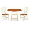 East West Furniture Dining Room Set Buttermilk & Cherry, Sudo3-bmk-w