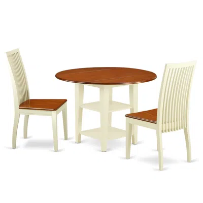East West Furniture Dining Room Set Buttermilk & Cherry, Suip3-bmk-w