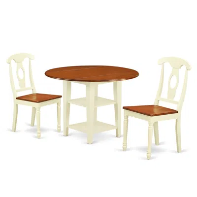 East West Furniture Dining Room Set Buttermilk & Cherry, Suke3-bmk-w In Blue