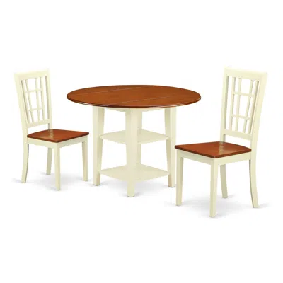 East West Furniture Dining Room Set Buttermilk & Cherry, Suni3-bmk-w In Brown