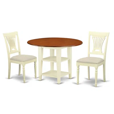 East West Furniture Dining Room Set Buttermilk & Cherry, Supl3-bmk-c In Green