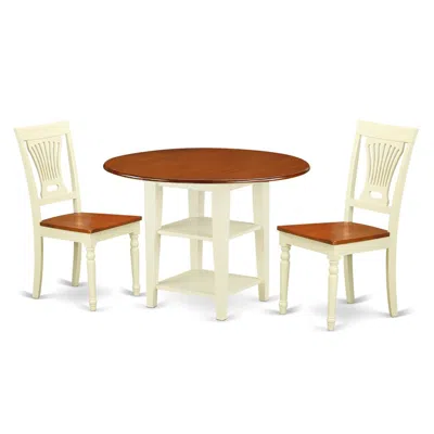 East West Furniture Dining Room Set Buttermilk & Cherry, Supl3-bmk-w