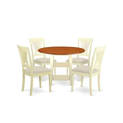 East West Furniture Dining Room Set Buttermilk & Cherry, Supl5-bmk-c