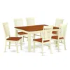 East West Furniture Dining Room Set Buttermilk & Cherry, West7-bmk-w In Brown