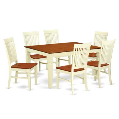 East West Furniture Dining Room Set Buttermilk & Cherry, West7-bmk-w In Brown