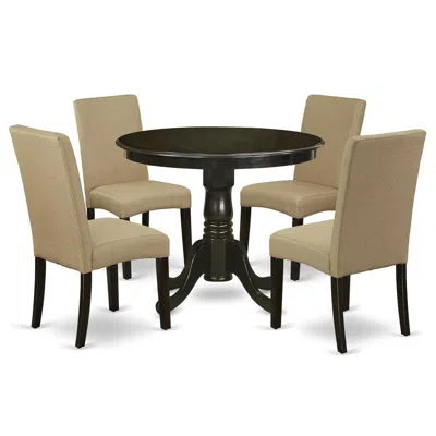 East West Furniture Dining Room Set Cappuccino, Andr5-cap-03 In Brown