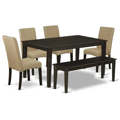 East West Furniture Dining Room Set Cappuccino, Cadr6-cap-03 In Neutral