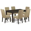East West Furniture Dining Room Set Cappuccino, Cadr7-cap-03 In Brown