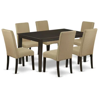 East West Furniture Dining Room Set Cappuccino, Cadr7-cap-03 In Brown