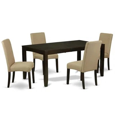 East West Furniture Dining Room Set Cappuccino, Lydr5-cap-03 In Black