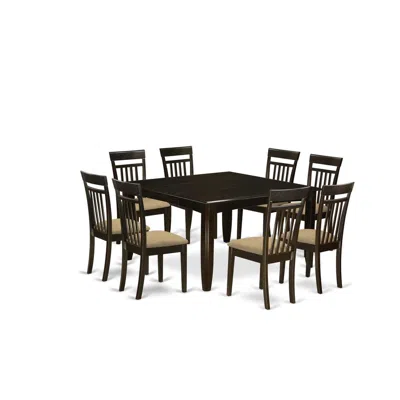 East West Furniture Dining Room Set Cappuccino, Pfca9-cap-c In Black