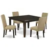 East West Furniture Dining Room Set Cappuccino, Pfdr5-cap-03 In Brown