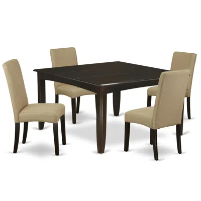 East West Furniture Dining Room Set Cappuccino, Pfdr5-cap-03 In Brown