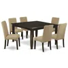 East West Furniture Dining Room Set Cappuccino, Pfdr7-cap-03 In Neutral