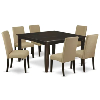 East West Furniture Dining Room Set Cappuccino, Pfdr7-cap-03 In Neutral