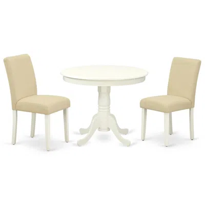 East West Furniture Dining Room Set Linen White, Anab3-lwh-02