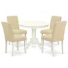 East West Furniture Dining Room Set Linen White, Anab5-lwh-02