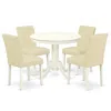 East West Furniture Dining Room Set Linen White, Anab5-lwh-64