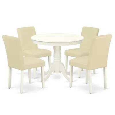 East West Furniture Dining Room Set Linen White, Anab5-lwh-64