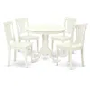 East West Furniture Dining Room Set Linen White, Anav5-lwh-w