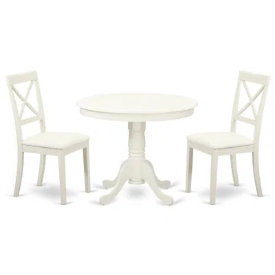 East West Furniture Dining Room Set Linen White, Anbo3-lwh-lc In Blue