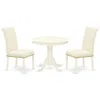 East West Furniture Dining Room Set Linen White, Anbr3-lwh-02