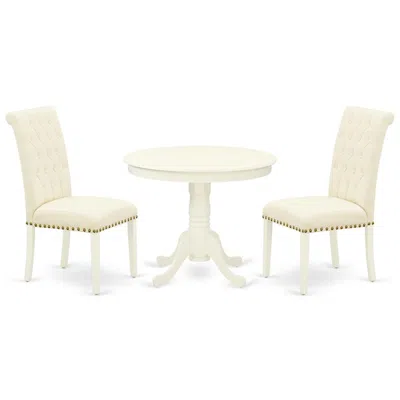 East West Furniture Dining Room Set Linen White, Anbr3-lwh-02 In Neutral